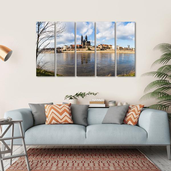 Church In Magdeburg Canvas Wall Art-5 Horizontal-Gallery Wrap-22" x 12"-Tiaracle
