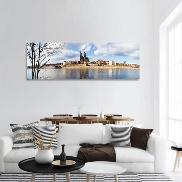 Church In Magdeburg Panoramic Canvas Wall Art-1 Piece-36" x 12"-Tiaracle