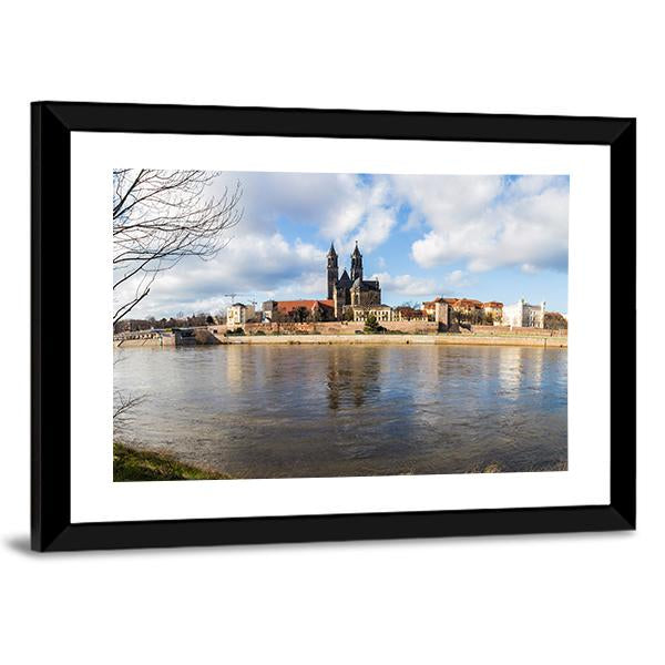 Church In Magdeburg Canvas Wall Art-3 Horizontal-Gallery Wrap-25" x 16"-Tiaracle