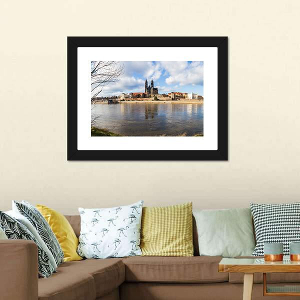 Church In Magdeburg Canvas Wall Art-1 Piece-Framed Print-20" x 16"-Tiaracle