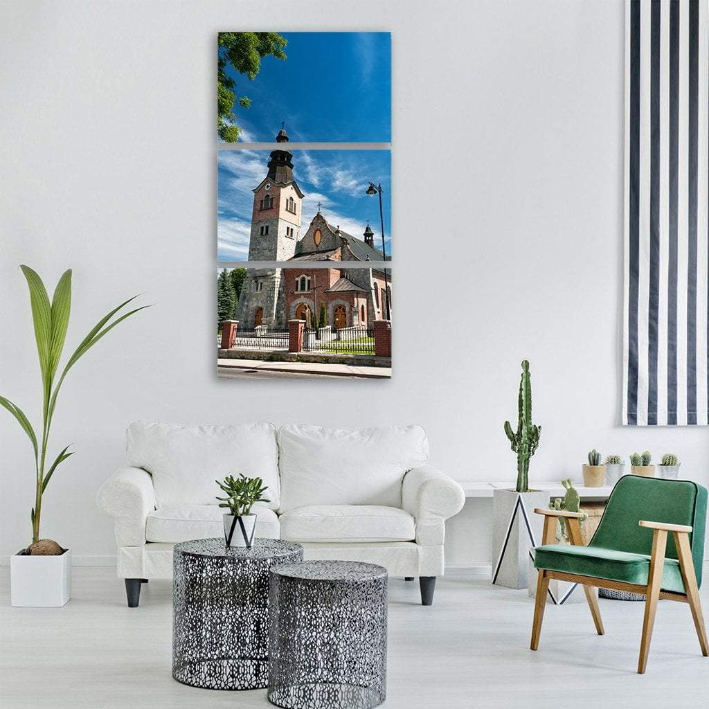 Church In Poland Vertical Canvas Wall Art-3 Vertical-Gallery Wrap-12" x 25"-Tiaracle