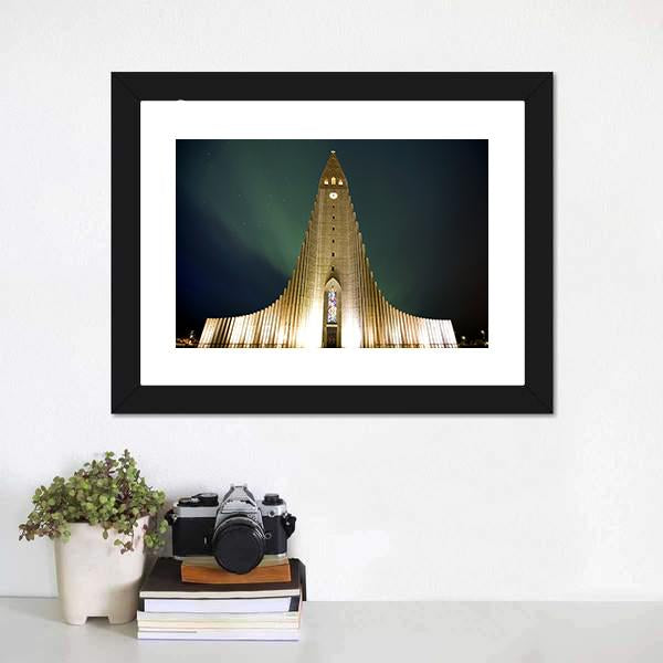 Church In Reykjavik Canvas Wall Art-5 Horizontal-Gallery Wrap-22" x 12"-Tiaracle