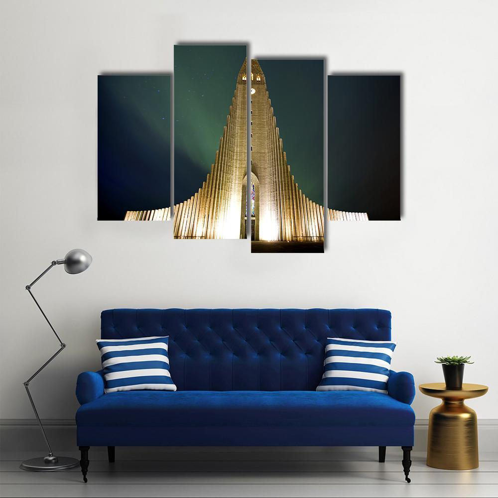 Church In Reykjavik Canvas Wall Art-4 Pop-Gallery Wrap-50" x 32"-Tiaracle