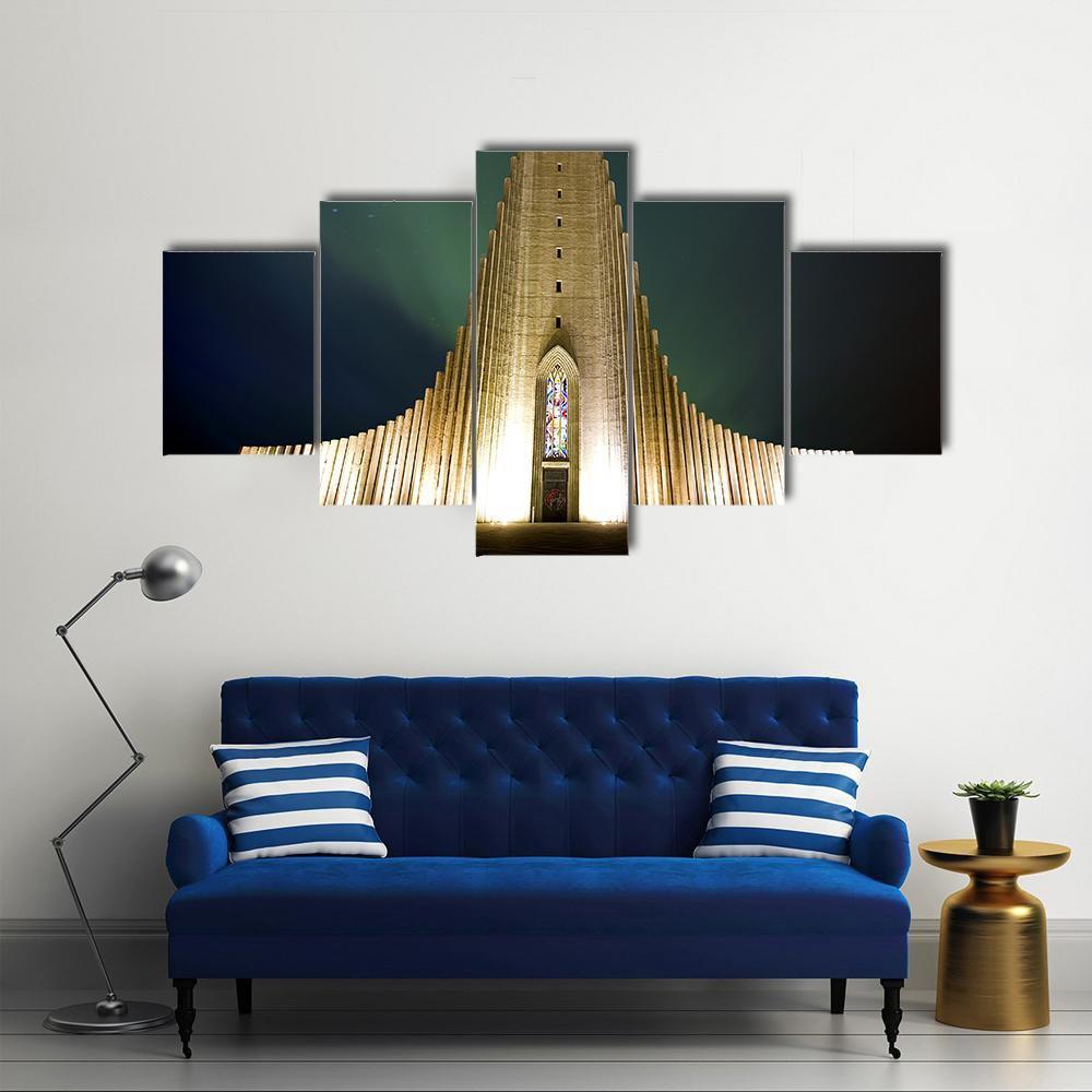 Church In Reykjavik Canvas Wall Art-5 Star-Gallery Wrap-62" x 32"-Tiaracle