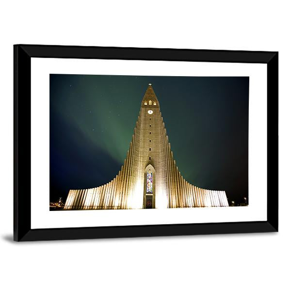 Church In Reykjavik Canvas Wall Art-3 Horizontal-Gallery Wrap-25" x 16"-Tiaracle