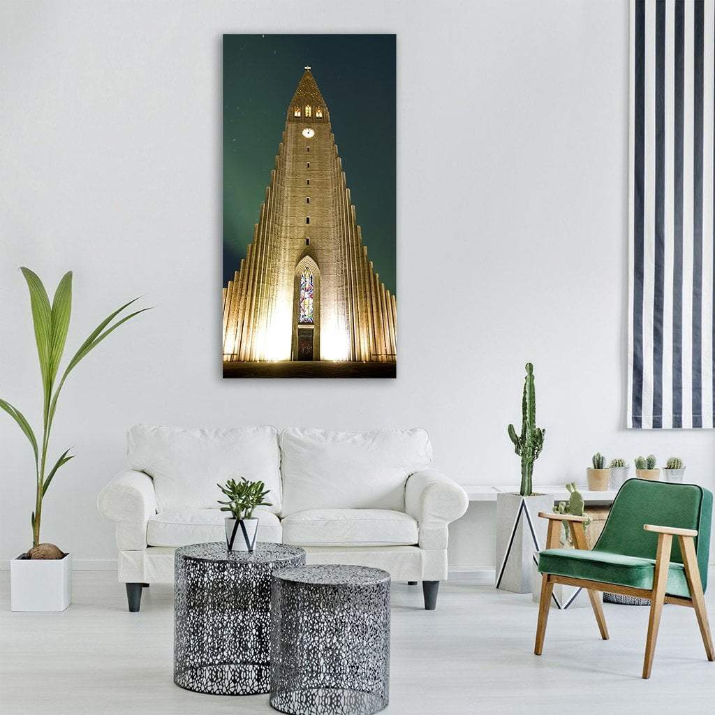 Church In Reykjavik Vertical Canvas Wall Art-1 Vertical-Gallery Wrap-12" x 24"-Tiaracle