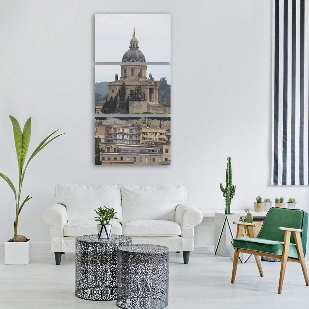 Church In Sicily Vertical Canvas Wall Art-3 Vertical-Gallery Wrap-12" x 25"-Tiaracle