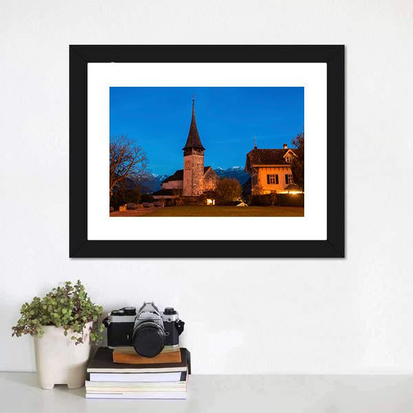 Church In Spiez Canvas Wall Art-3 Horizontal-Gallery Wrap-25" x 16"-Tiaracle