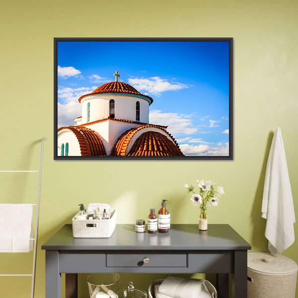 Church Of Agios Petros Canvas Wall Art-3 Horizontal-Gallery Wrap-25" x 16"-Tiaracle