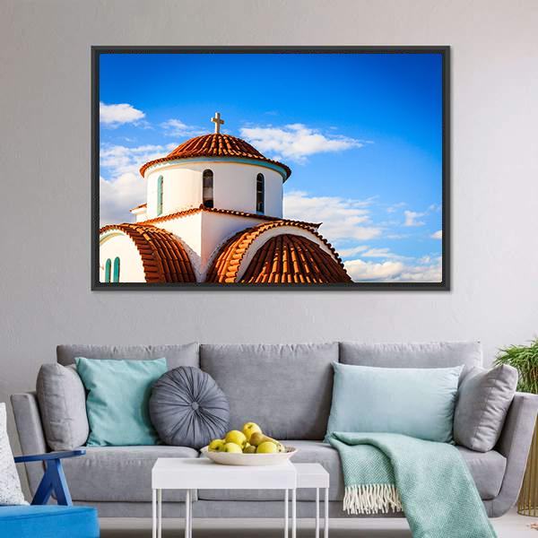Church Of Agios Petros Canvas Wall Art-3 Horizontal-Gallery Wrap-25" x 16"-Tiaracle