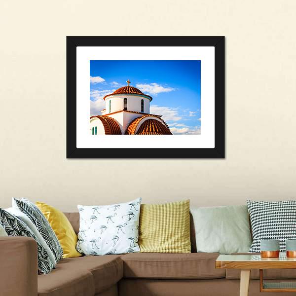 Church Of Agios Petros Canvas Wall Art-1 Piece-Framed Print-20" x 16"-Tiaracle