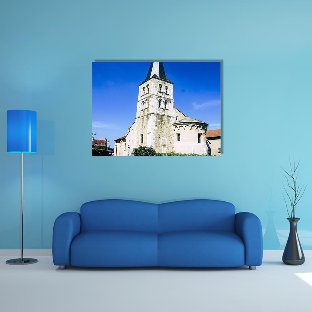 Church Of Bezannes Canvas Wall Art-1 Piece-Gallery Wrap-48" x 32"-Tiaracle
