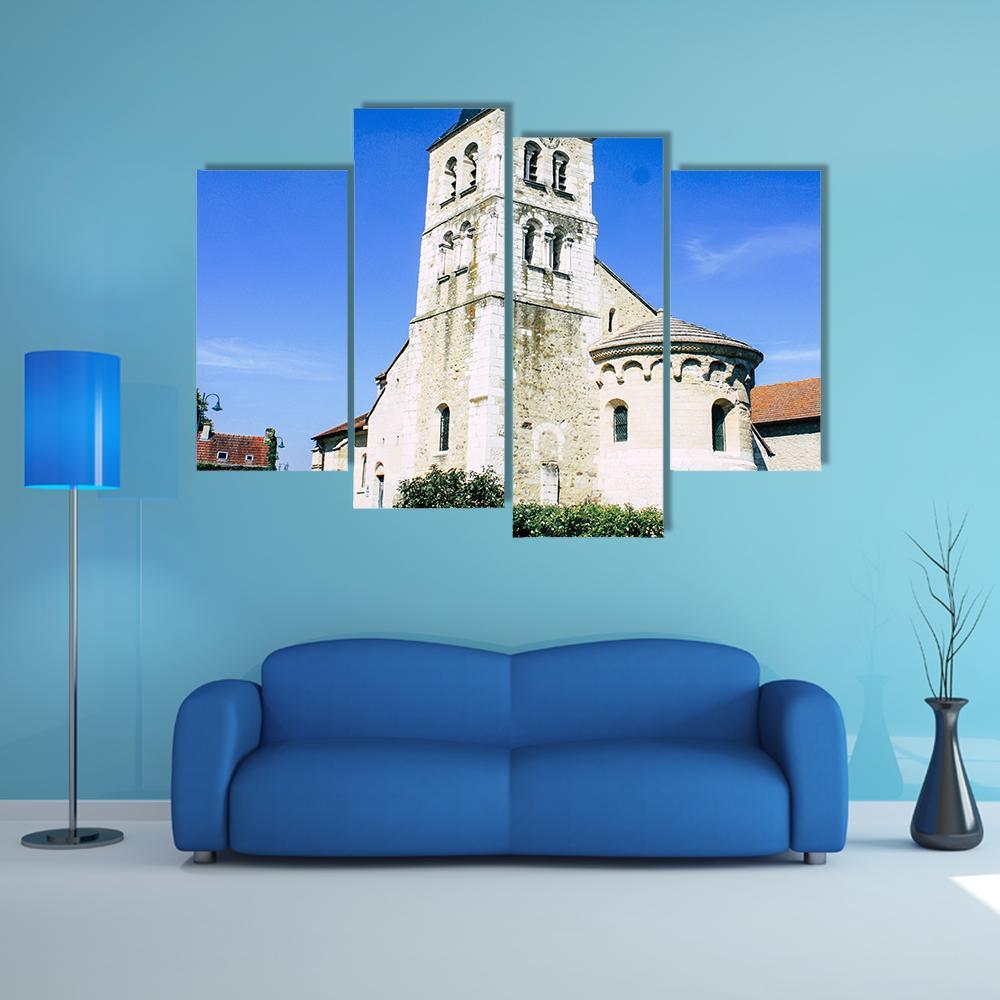Church Of Bezannes Canvas Wall Art-4 Pop-Gallery Wrap-50" x 32"-Tiaracle