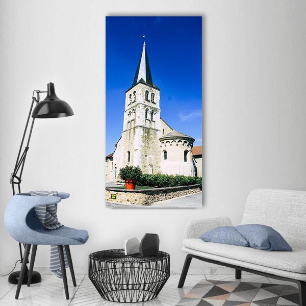 Church Of Bezannes Vertical Canvas Wall Art-1 Vertical-Gallery Wrap-12" x 24"-Tiaracle