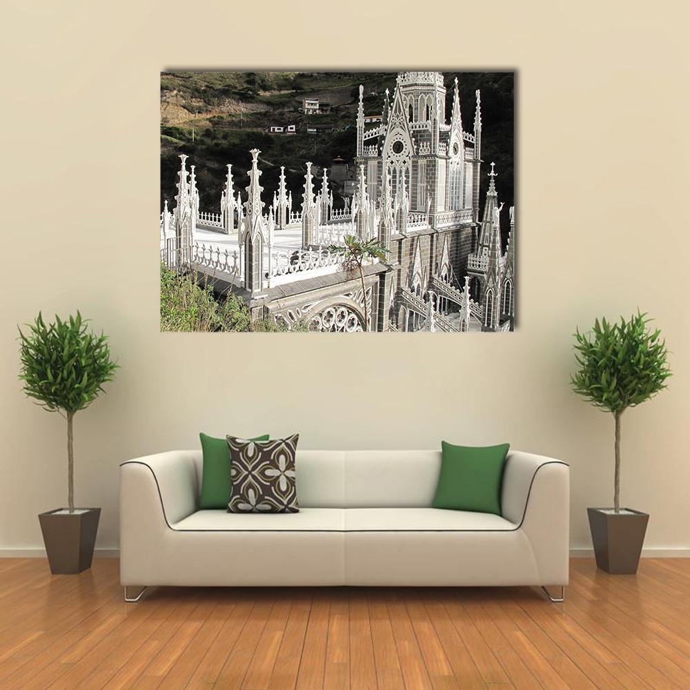 Church Of Las Lajas Canvas Wall Art-1 Piece-Gallery Wrap-48" x 32"-Tiaracle
