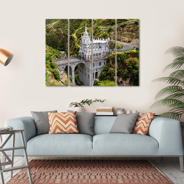 Church Of Las Lajas Canvas Wall Art-4 Horizontal-Gallery Wrap-34" x 24"-Tiaracle