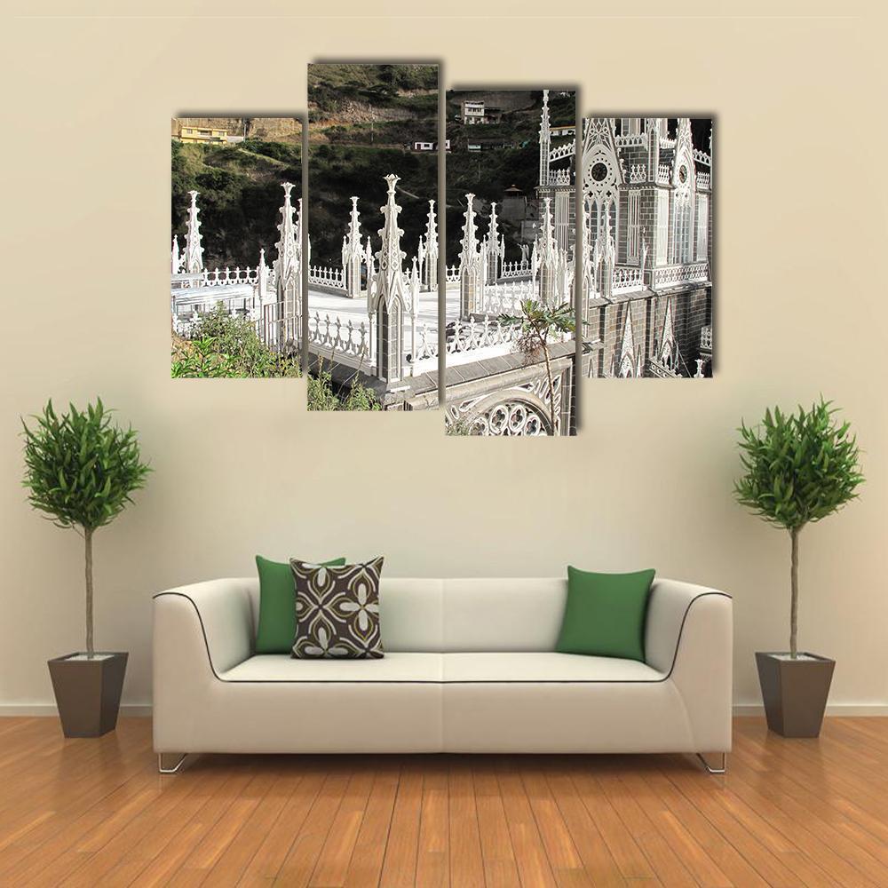 Church Of Las Lajas Canvas Wall Art-4 Pop-Gallery Wrap-50" x 32"-Tiaracle