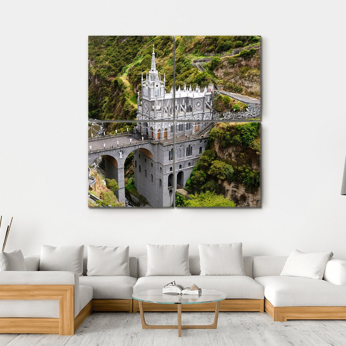 Church Of Las Lajas Canvas Wall Art-4 Square-Gallery Wrap-17" x 17"-Tiaracle