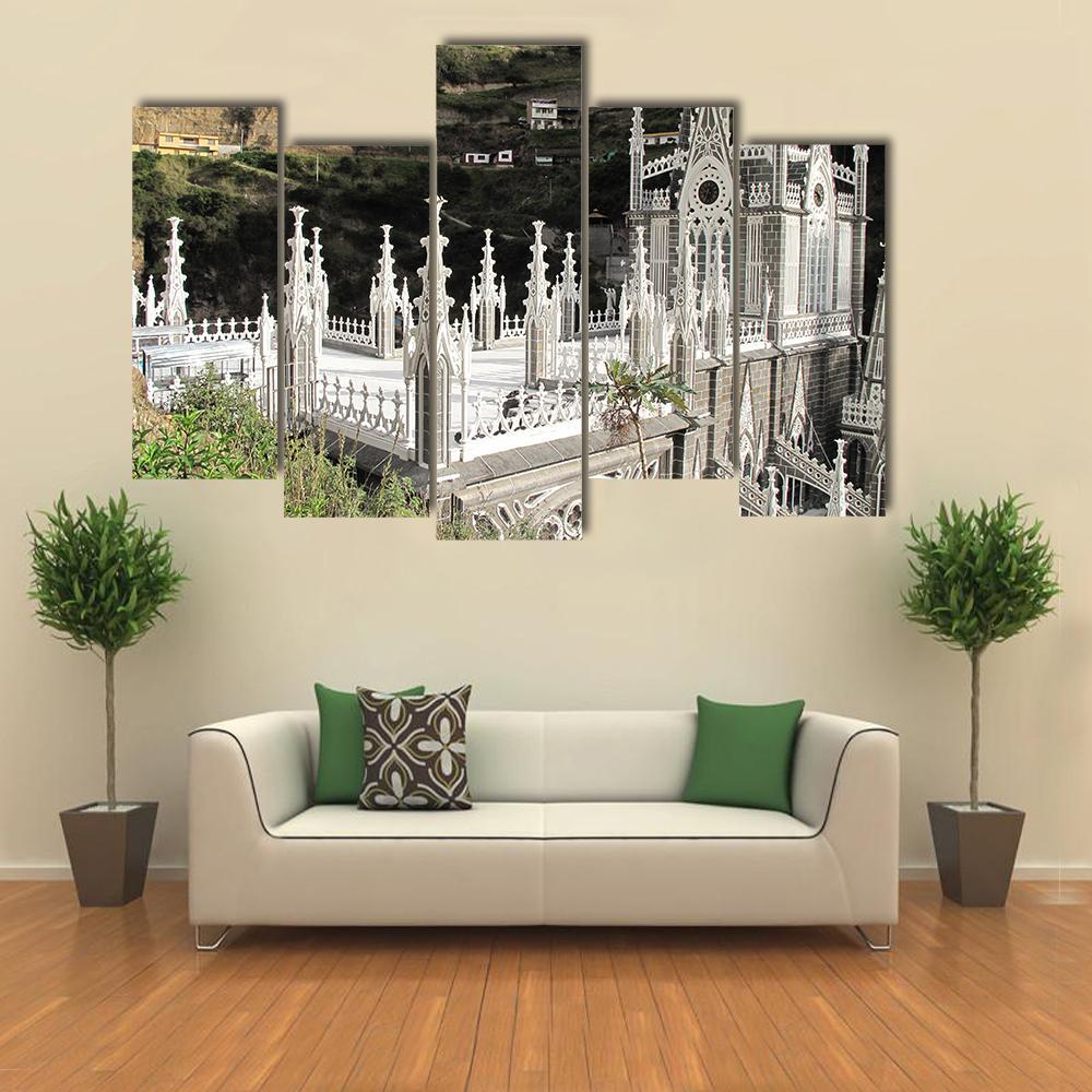 Church Of Las Lajas Canvas Wall Art-3 Horizontal-Gallery Wrap-37" x 24"-Tiaracle