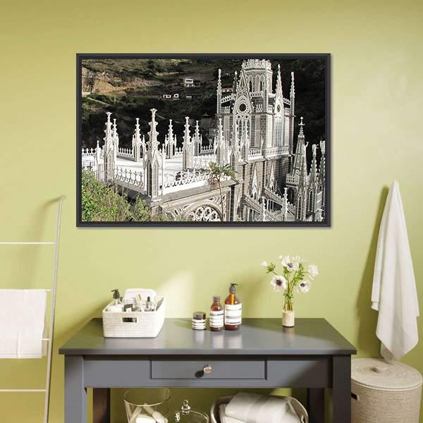 Church Of Las Lajas Canvas Wall Art-3 Horizontal-Gallery Wrap-25" x 16"-Tiaracle