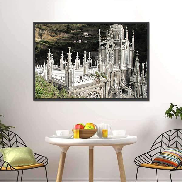 Church Of Las Lajas Canvas Wall Art-1 Piece-Floating Frame-24" x 16"-Tiaracle