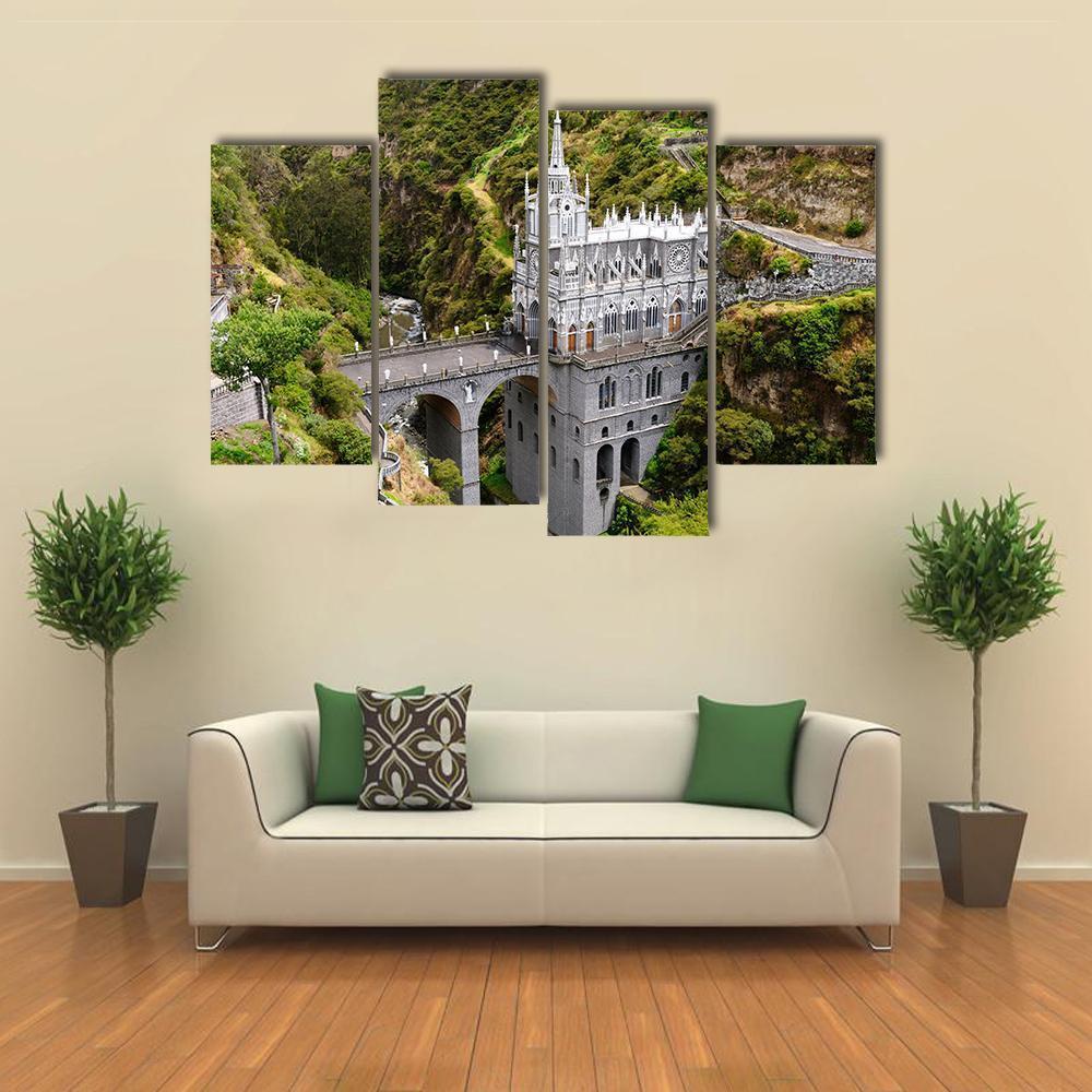 Church Of Las Lajas Canvas Wall Art-3 Horizontal-Gallery Wrap-25" x 16"-Tiaracle