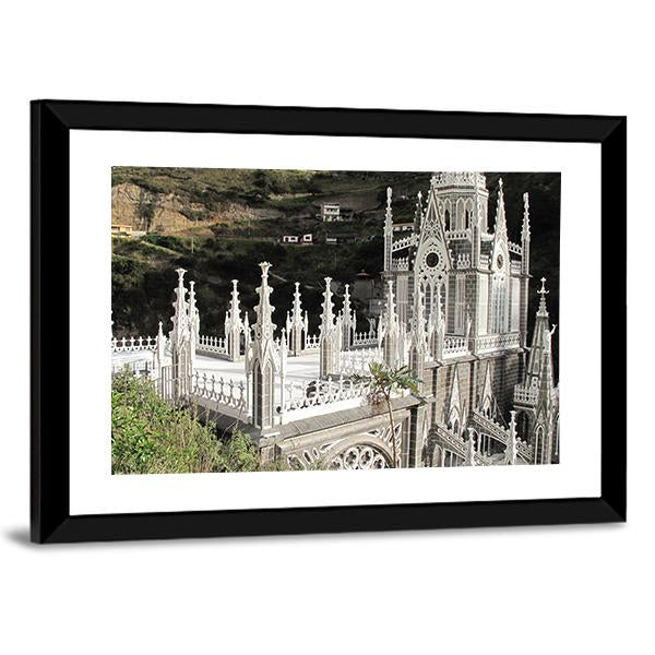 Church Of Las Lajas Canvas Wall Art-3 Horizontal-Gallery Wrap-25" x 16"-Tiaracle