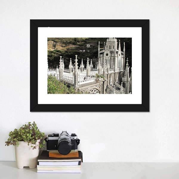 Church Of Las Lajas Canvas Wall Art-3 Horizontal-Gallery Wrap-25" x 16"-Tiaracle