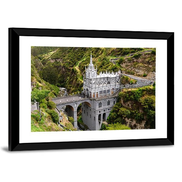 Church Of Las Lajas Panoramic Canvas Wall Art-1 Piece-36" x 12"-Tiaracle