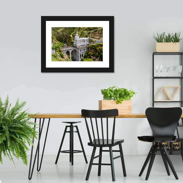 Church Of Las Lajas Panoramic Canvas Wall Art-1 Piece-36" x 12"-Tiaracle
