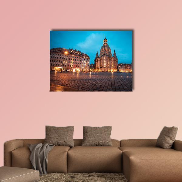 Neumarkt & Frauenkirche Canvas Wall Art-4 Pop-Gallery Wrap-50" x 32"-Tiaracle