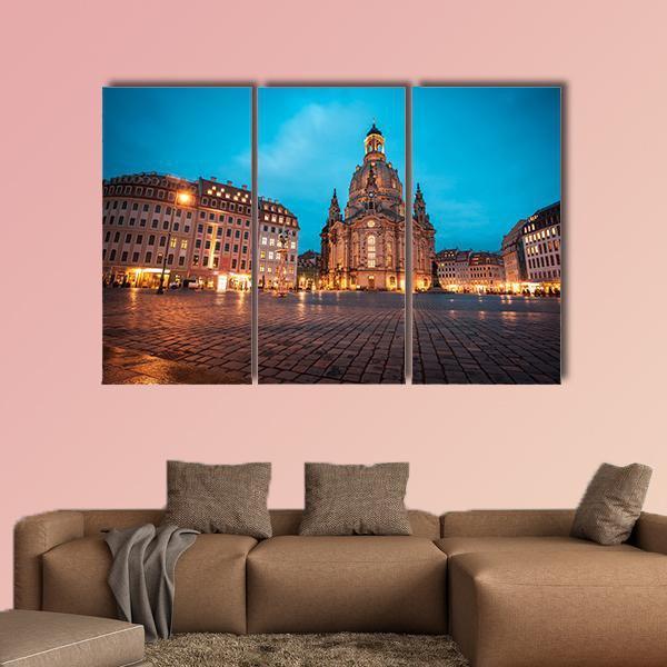 Neumarkt &amp; Frauenkirche Canvas Wall Art-3 Horizontal-Gallery Wrap-37" x 24"-Tiaracle