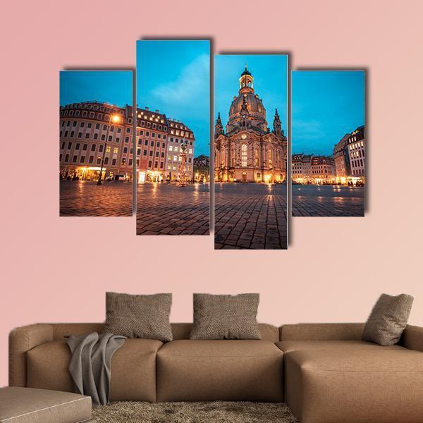 Neumarkt &amp; Frauenkirche Canvas Wall Art-4 Pop-Gallery Wrap-50" x 32"-Tiaracle