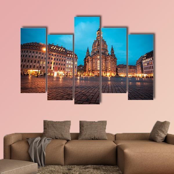 Neumarkt & Frauenkirche Canvas Wall Art-5 Pop-Gallery Wrap-47" x 32"-Tiaracle