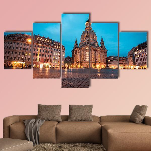 Neumarkt & Frauenkirche Canvas Wall Art-5 Star-Gallery Wrap-62" x 32"-Tiaracle