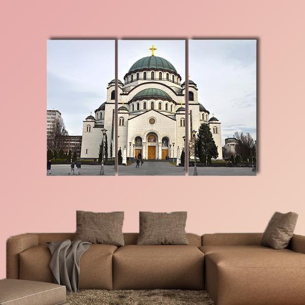 Saint Sava Church Canvas Wall Art-3 Horizontal-Gallery Wrap-25" x 16"-Tiaracle
