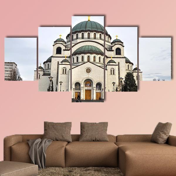 Saint Sava Church Canvas Wall Art-5 Star-Gallery Wrap-62" x 32"-Tiaracle