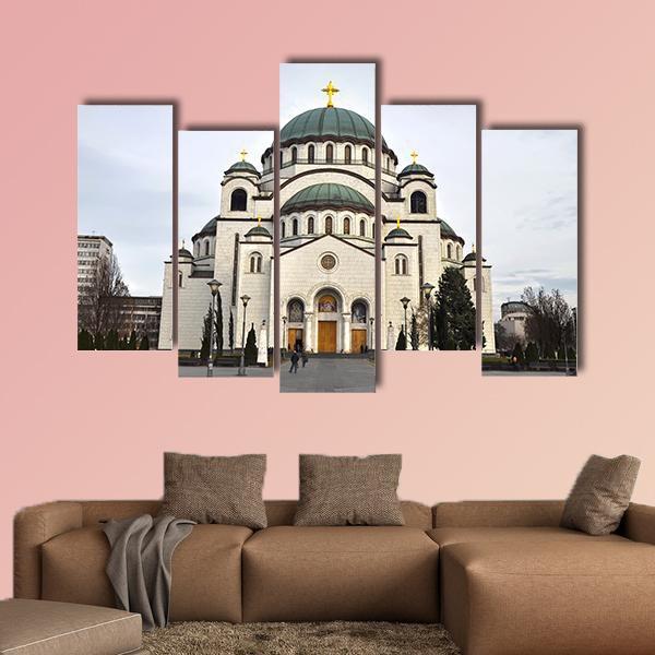 Saint Sava Church Canvas Wall Art-3 Horizontal-Gallery Wrap-25" x 16"-Tiaracle