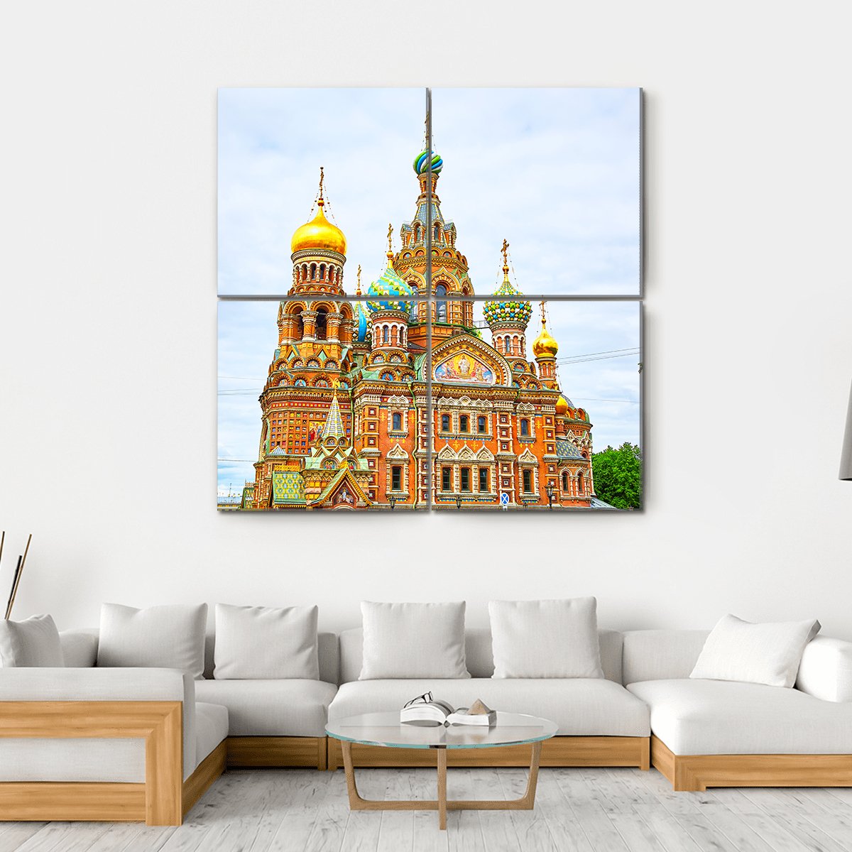 Church Of The Savior On Spilled Blood Canvas Wall Art-4 Square-Gallery Wrap-17" x 17"-Tiaracle
