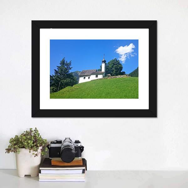 Church On Hilltop Panoramic Canvas Wall Art-1 Piece-36" x 12"-Tiaracle