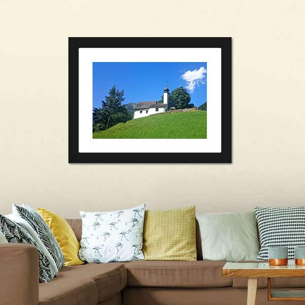 Church On Hilltop Panoramic Canvas Wall Art-1 Piece-36" x 12"-Tiaracle