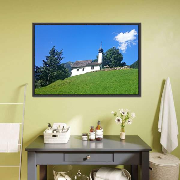 Church On Hilltop Panoramic Canvas Wall Art-1 Piece-36" x 12"-Tiaracle