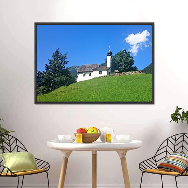 Church On Hilltop Panoramic Canvas Wall Art-1 Piece-36" x 12"-Tiaracle
