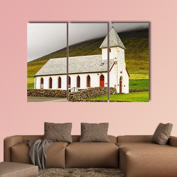 Church On Sandoy Denmark Canvas Wall Art-3 Horizontal-Gallery Wrap-37" x 24"-Tiaracle