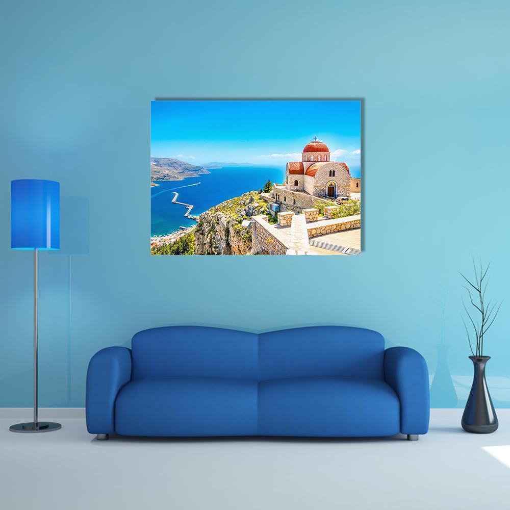 Church On The Cliff Canvas Wall Art-5 Horizontal-Gallery Wrap-22" x 12"-Tiaracle