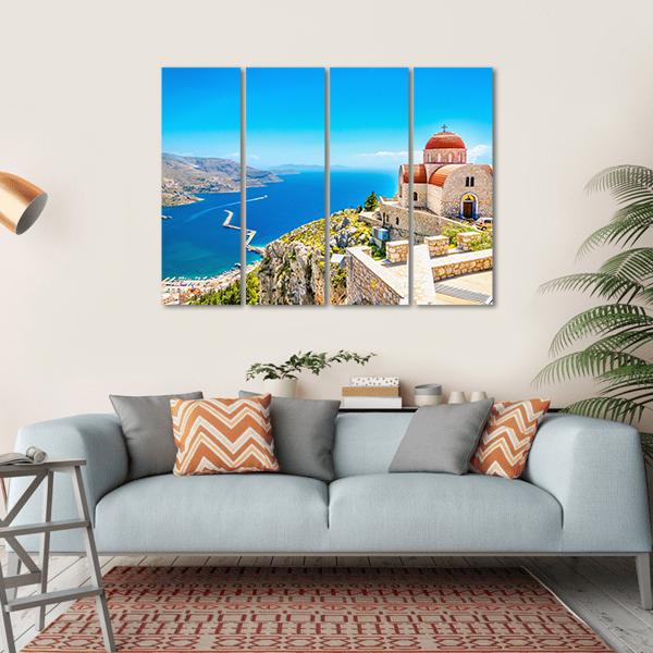 Church On The Cliff Canvas Wall Art-4 Horizontal-Gallery Wrap-34" x 24"-Tiaracle
