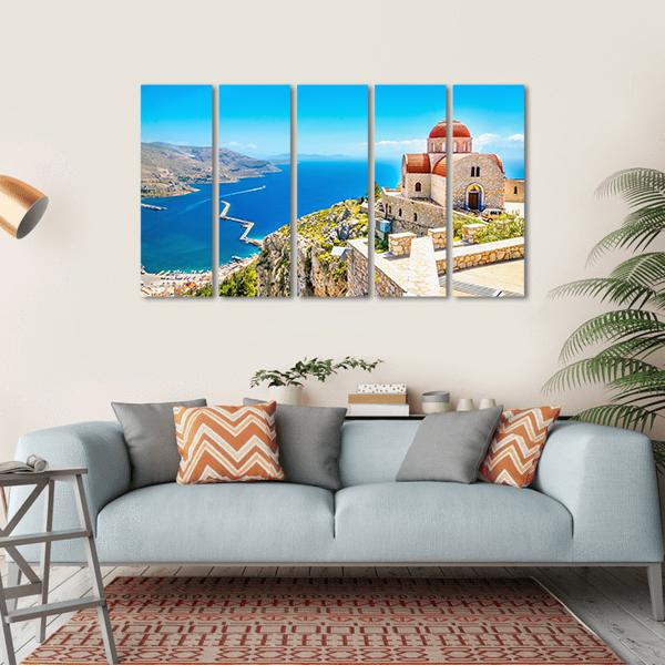 Church On The Cliff Canvas Wall Art-5 Horizontal-Gallery Wrap-22" x 12"-Tiaracle