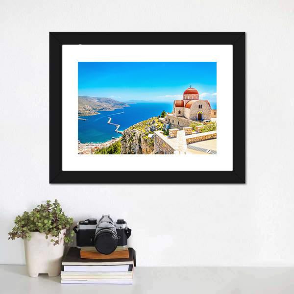 Church On The Cliff Canvas Wall Art-5 Horizontal-Gallery Wrap-22" x 12"-Tiaracle
