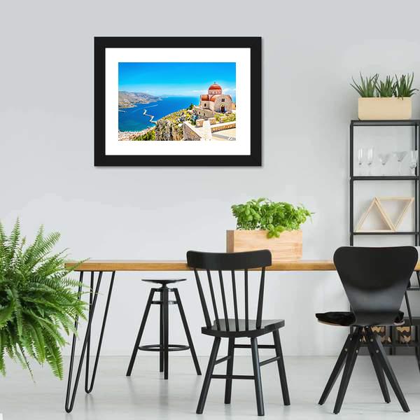 Church On The Cliff Canvas Wall Art-5 Horizontal-Gallery Wrap-22" x 12"-Tiaracle