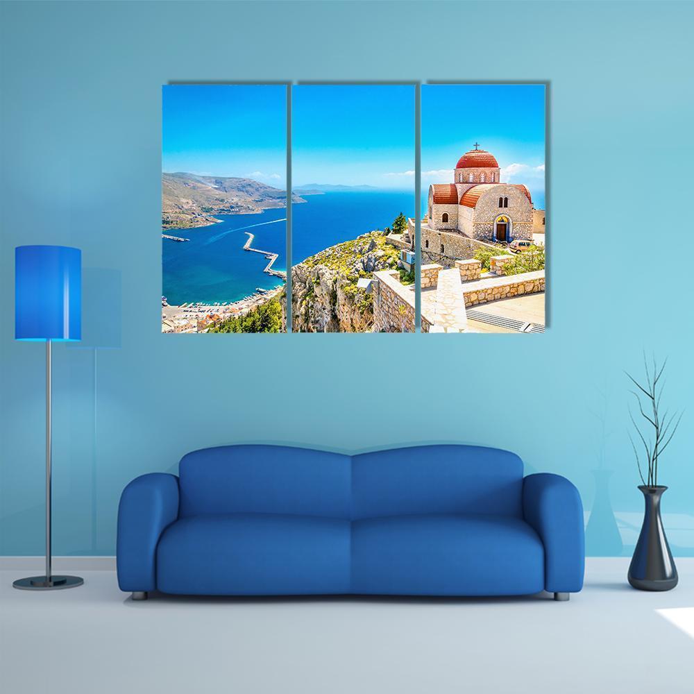 Church On The Cliff Canvas Wall Art-3 Horizontal-Gallery Wrap-37" x 24"-Tiaracle